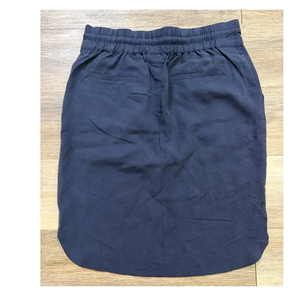 LOFT Navy Elastic Waist Drawstring Skirt Size XS Casual